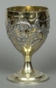 A George III silver gilt goblet, hallmarked London 1812,