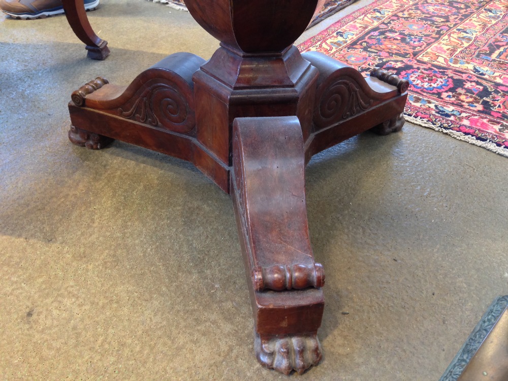 A 19th century marble topped mahogany tripod table The dished circular black variegated marble top - Image 5 of 8