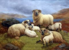 After WILLIAM WATSON II (active 1866-1921) British Sheep in Highland Landscapes Oils on board Both