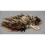 A Maori Kiwi feather fan Approximately 43 cm wide.