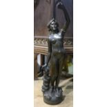 GIOVANNI TURINI (1841-1899) Italian-American Nude Lady with Flowing Hair Bronze 132 cm high