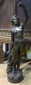 GIOVANNI TURINI (1841-1899) Italian-American Nude Lady with Flowing Hair Bronze 132 cm high