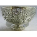 An early Victorian embossed silver rose bowl, hallmarked London 1838,