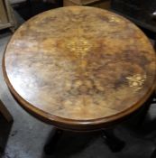 A Victorian marquetry inlaid burr walnut loo table