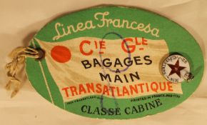 A Red Star Line enamel pendant and a luggage tag