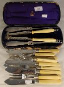 A cased plated lobster set and fish cutlery