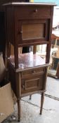 Two French marble topped pot cupboards