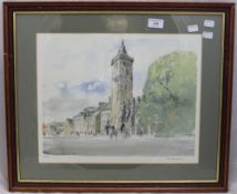 A framed and glazed limited edition print of a townscape