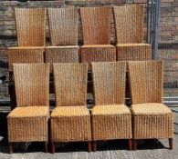 A set of eight rattan garden chairs