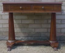 A Victorian mahogany two drawer side table