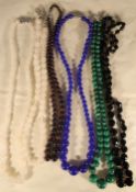 Six various bead necklaces