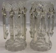 A pair of Victorian clear glass lustres