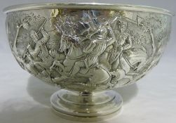 An early Victorian embossed silver rose bowl, hallmarked London 1838,