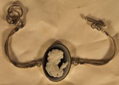 A silver cameo bracelet