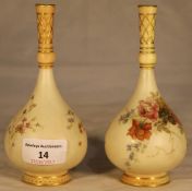 A pair of Royal Worcester blush ivory vases