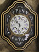 A 19th century French mother-of-pearl inlaid wall clock