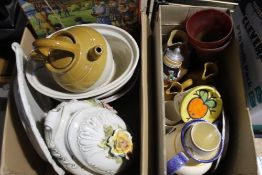 Two boxes of miscellaneous china, glass, etc,