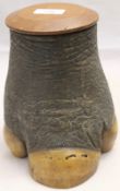 A late 19th/early 20th century taxidermy specimen of a rhino foot formed as a lidded tobacco jar