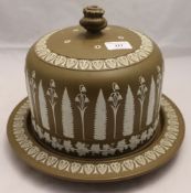 A Victorian Japserware cheese bell on stand