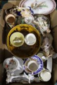 A box of various Victorian and later decorative china