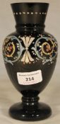 A Victorian black Bohemian glass vase