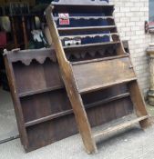 A 19th century pine dresser and an oak dresser rack