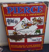 A pictorial advertising enamel sign for Pierce Farm Machines and Implements