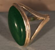 A jade and silver ring