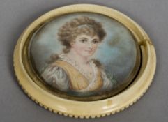 ENGLISH SCHOOL (19th century) Portrait of Lady Jessie Linds Watercolour on ivory 8.