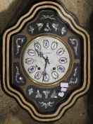 A 19th century French mother-of-pearl inlaid wall clock