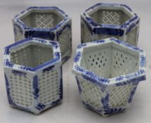 Four pierced Oriental jardinieres