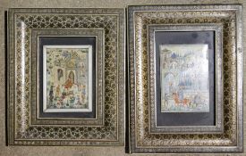 Two Kashmiri framed miniatures on ivory