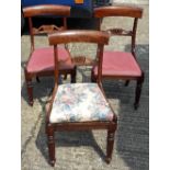 Three Victorian mahogany dining chairs