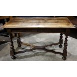 A Victorian oak barley twist two drawer side table