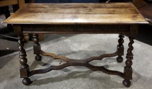 A Victorian oak barley twist two drawer side table