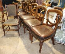 Five balloon back chairs and an associated single carver
