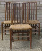 Three Arts and Crafts rush seated chairs