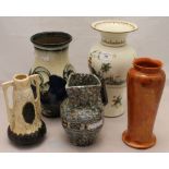 A Ruskin vase and four others including Valaris and Danico