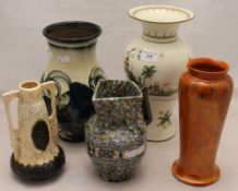 A Ruskin vase and four others including Valaris and Danico