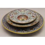 Three Italian maiolica plates,