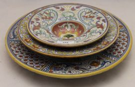 Three Italian maiolica plates,