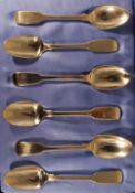 A set of six large Victorian tea/coffee spoons by Samuel Hayne & Dudley Carter, London 1843-1862,