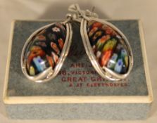 A pair of silver and millefiori earrings