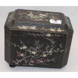 A 19th century Chinese mother-of-pearl inlaid tea caddy