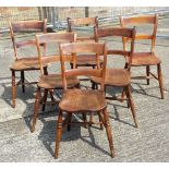 Six Victorian bar back chairs