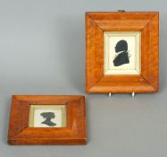 A pair of 19th century maple framed portrait silhouettes