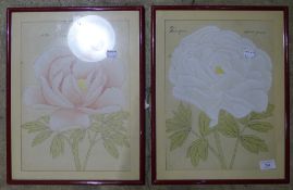 A pair of Japanese floral watercolours