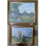 CONTINENTAL SCHOOL (20th century), Figures in Landscape, oil on board, framed,