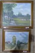 CONTINENTAL SCHOOL (20th century), Figures in Landscape, oil on board, framed,