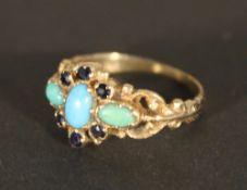 A 9 ct gold and turquoise ring